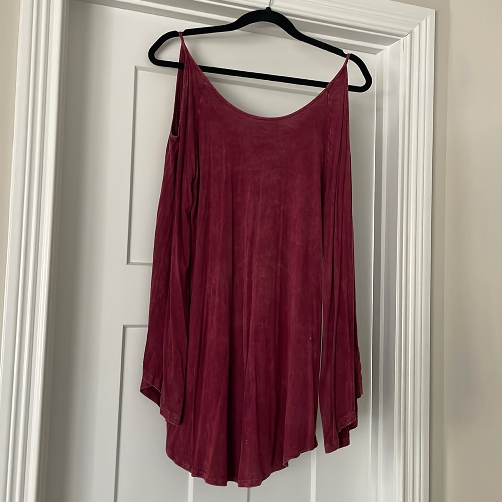 Maroon Cold Shoulder Dress
